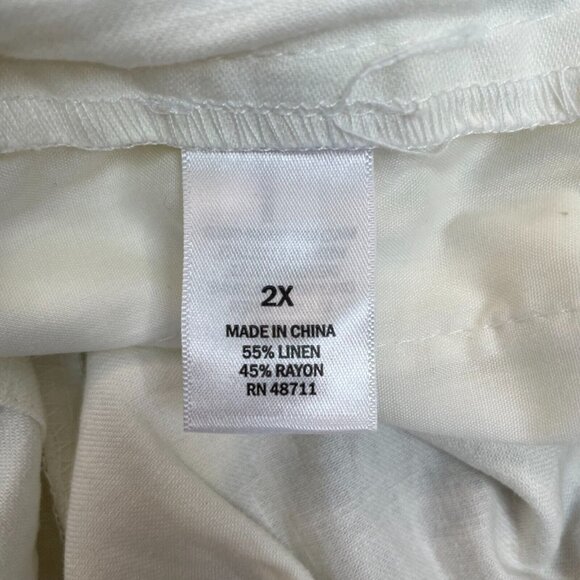 Ophelia Roe Paperbag Shorts 2X White Linen Blend Belted Women's - Picture 11 of 11